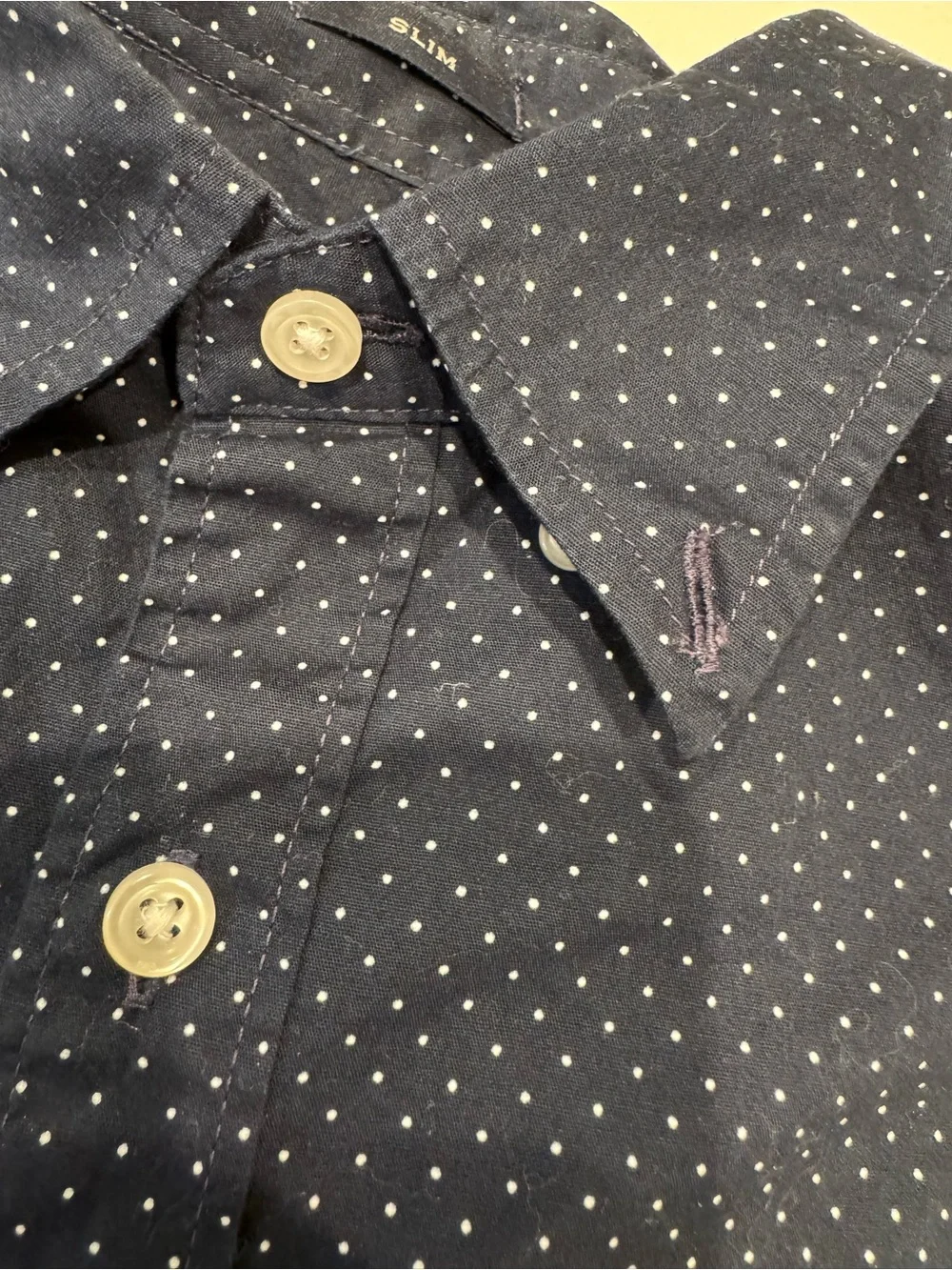J.Crew Flex Washed Slim Fit Blue White Polka Dot Button Down Shirt Medium